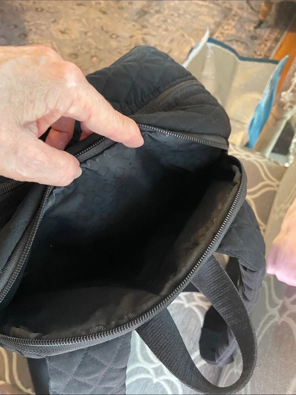 Black Quilted Unisex Backpack - Vera Bradley XL Bancroft